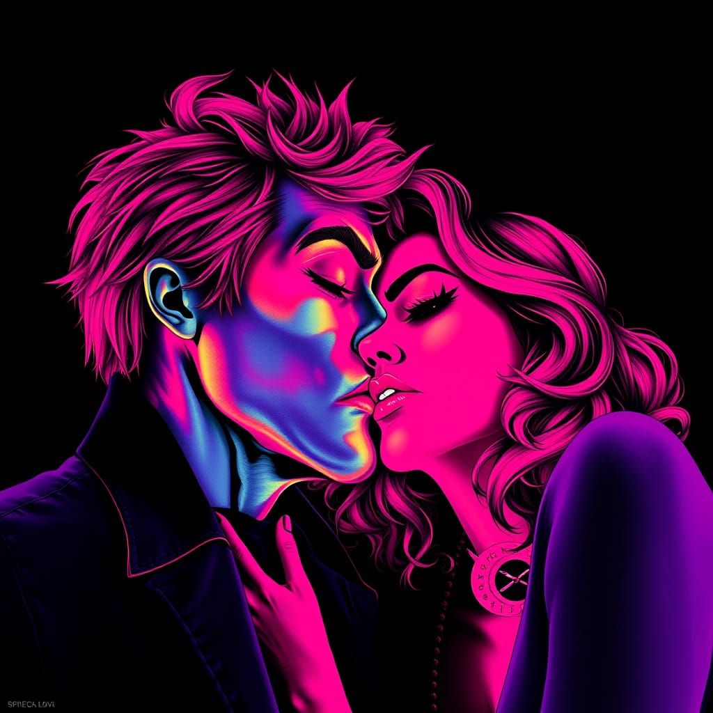 Psychedelic Grotesque Forbidden Love in Velvet Poster Art