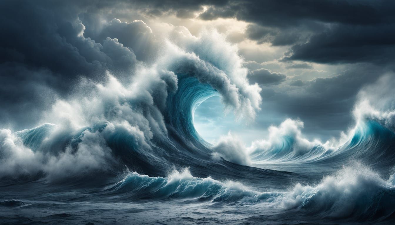 Epic Ocean Waves Crashing in Dramatic Seascape