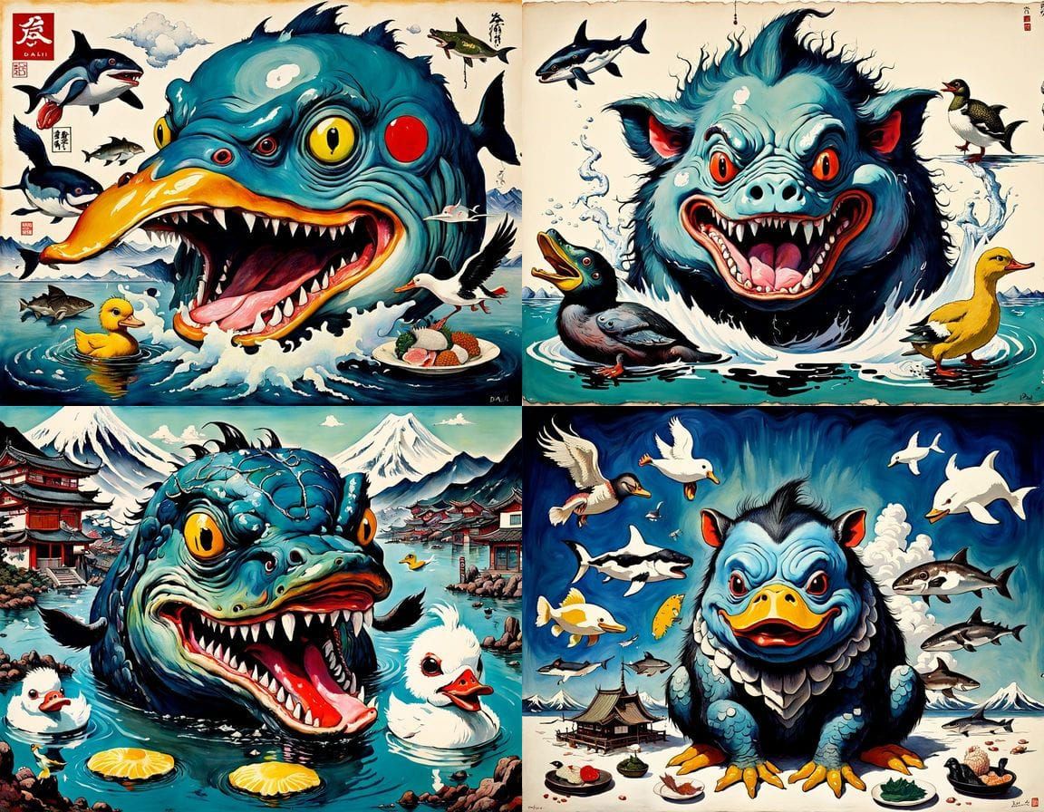 Surreal Kawaii Mutant Creature in Japanese Art Style