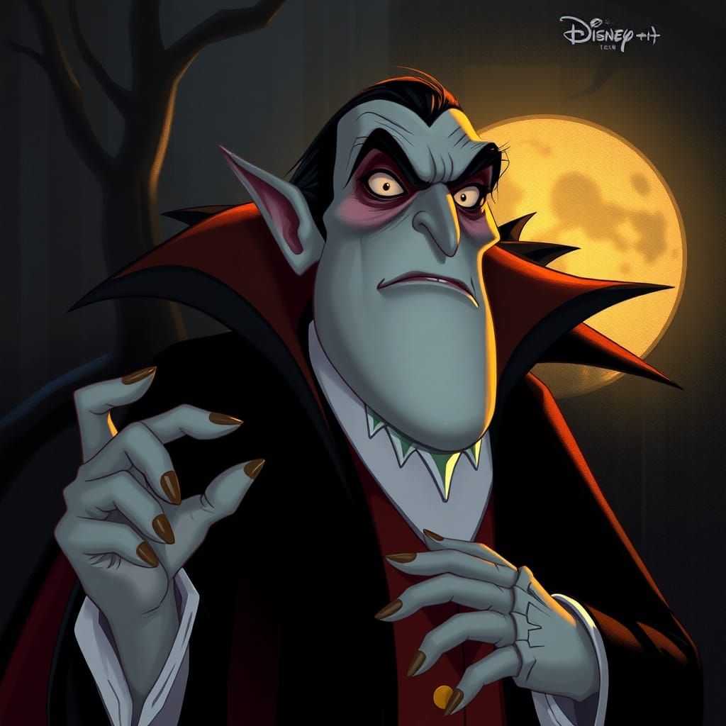 Dracula in 90s Disney Animation Style