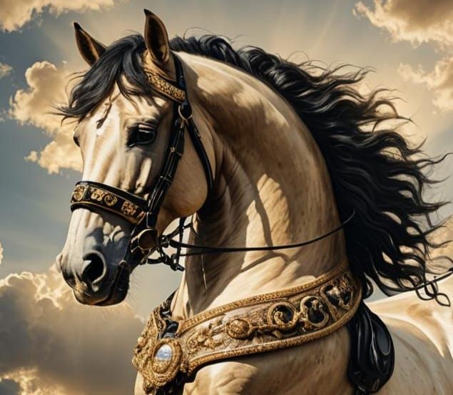 Tan Horse with Jeweled Bridle Digital Art