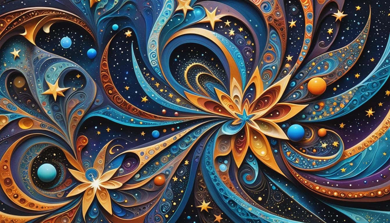 Cosmic Songlines in Aboriginal Fractal Art Style