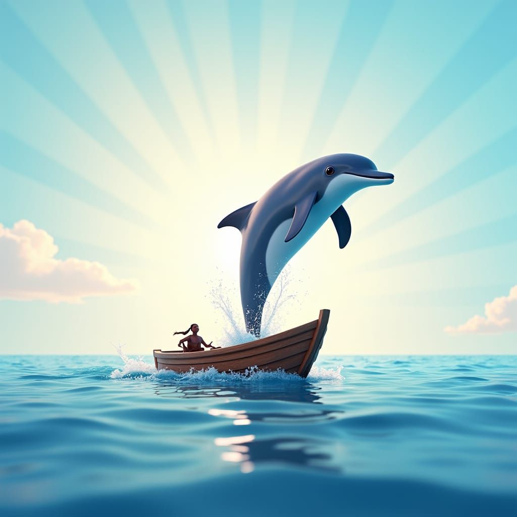 Dolphin Leap: 3D Digital Art in Pixar Style