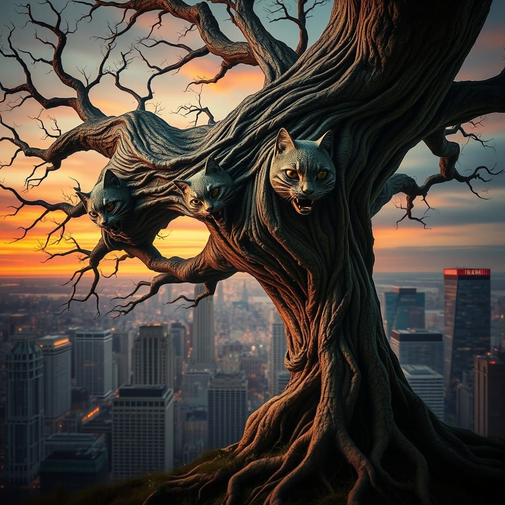 Mysterious Tree Towers Over Cityscape