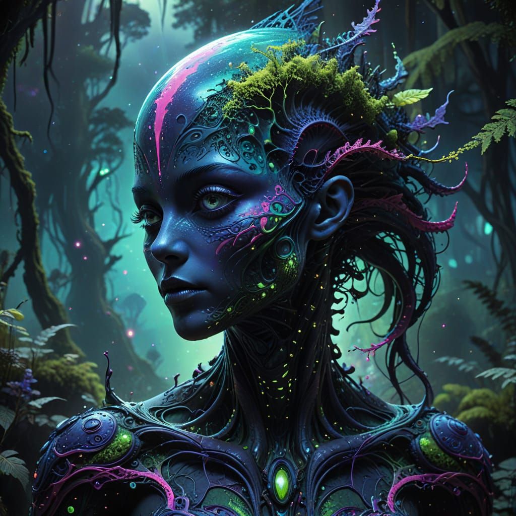 Ethereal Alien in Cosmic Oceanic Landscape