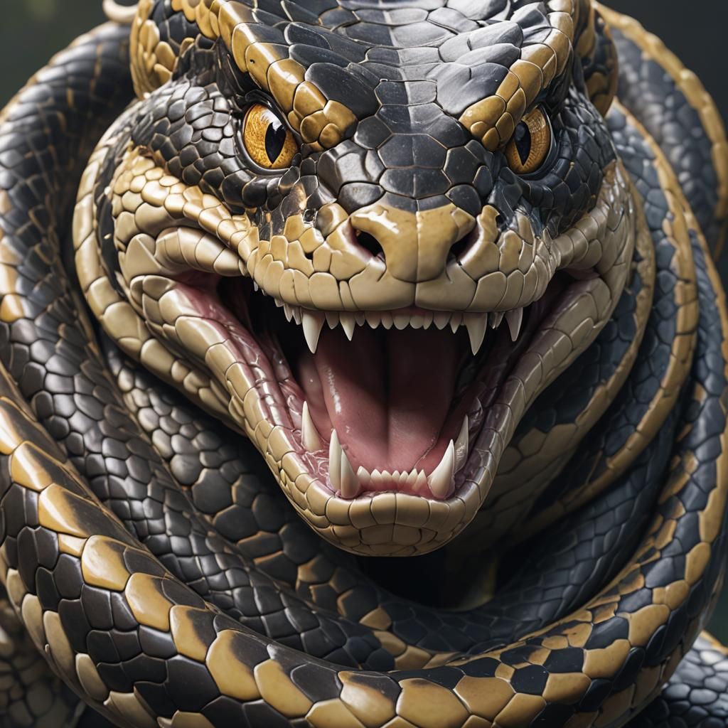 Giant Snake Close-up in Detailed Anime Style