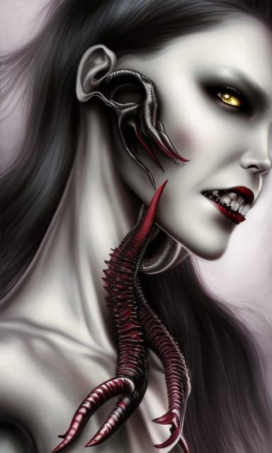 Vampire Queen Xenomorph Hybrid Digital Painting