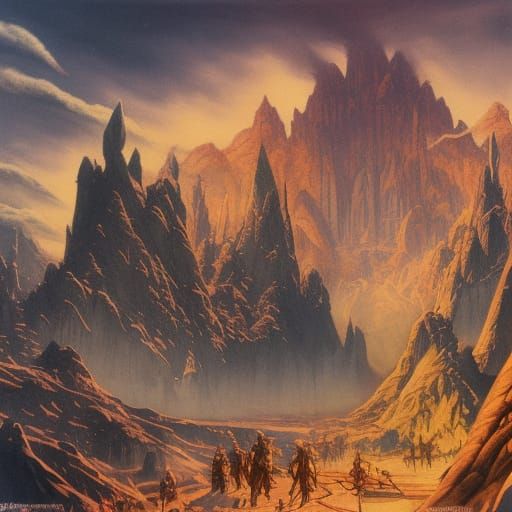 Dragon Knight in Hyperborean High Fantasy Landscape