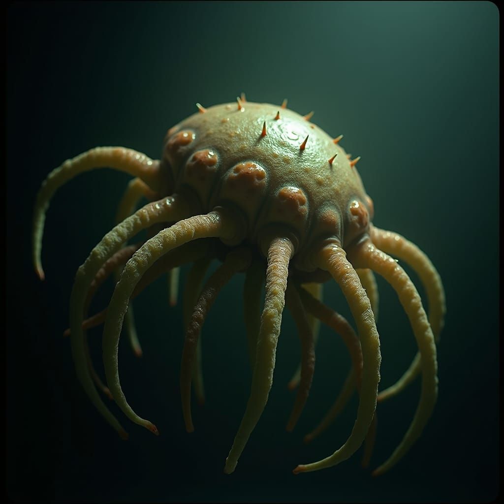 Eerie Alien Creature in Seamless Pattern