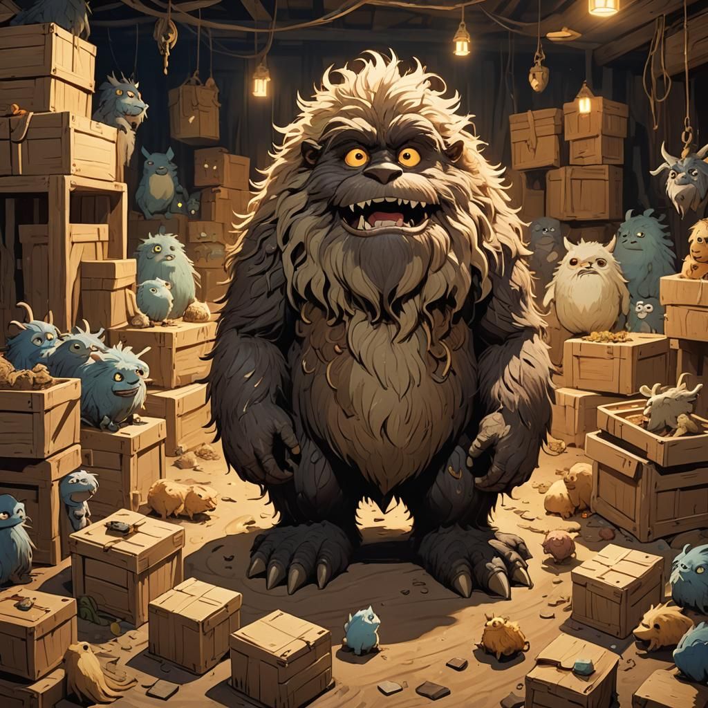 Adorable Hairy Monsters in a Miyazaki-esque Scene