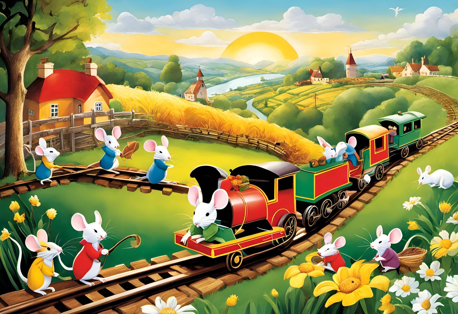 Mice Teamwork: Building a Railway Together