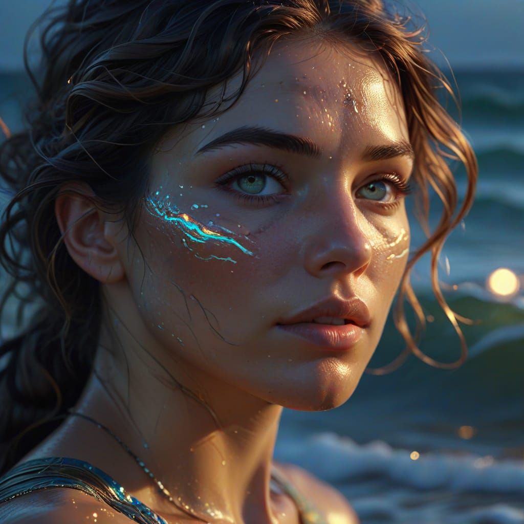 Bioluminescent Woman: An Oil Painting Masterpiece