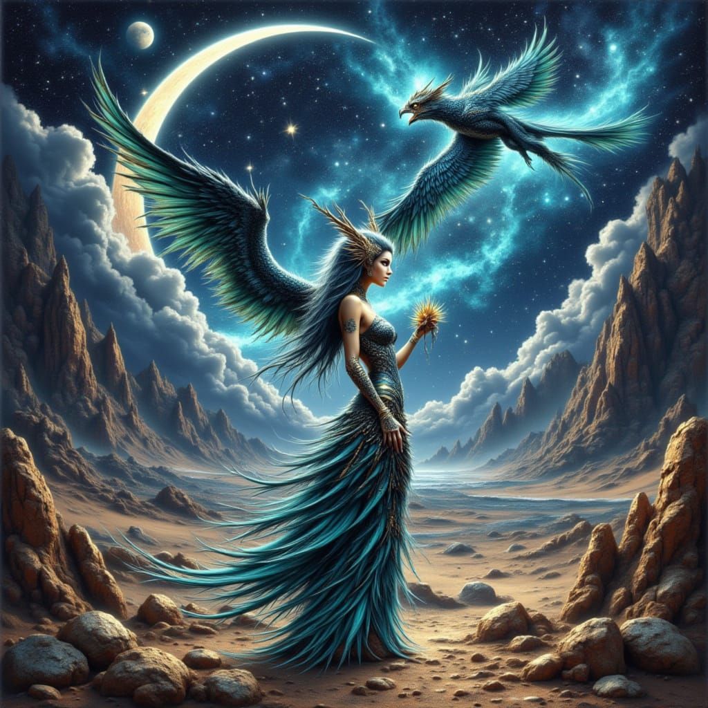 Martian Princess and Dragon in Photorealistic Style