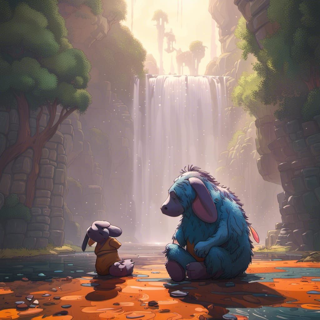 Eeyore Crying: Hyperdetailed Concept Art