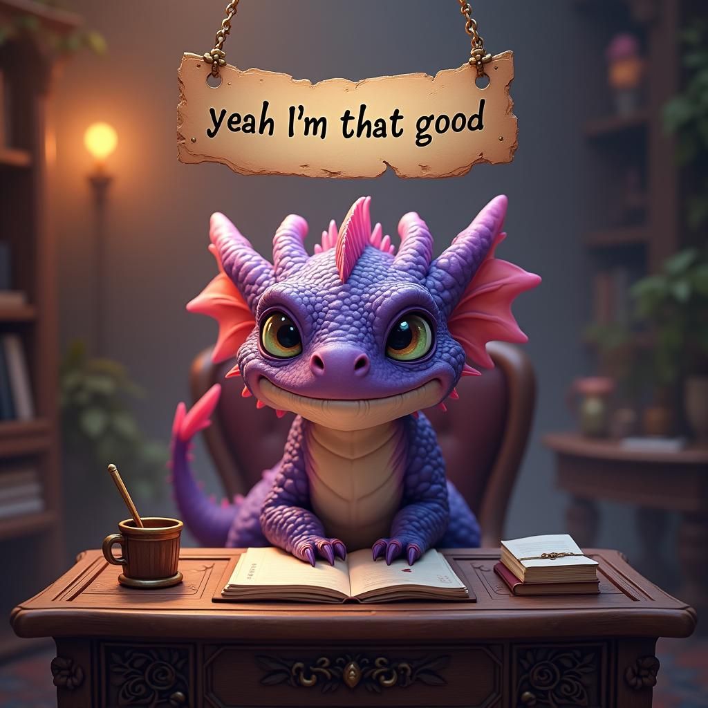 Feathered Dragon's Confident Declaration in Matte Painting S...
