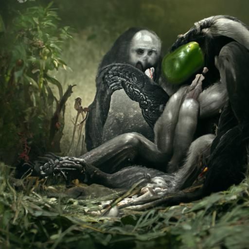 Adam and Eve eating the forbidden fruit in the Garden of Eden