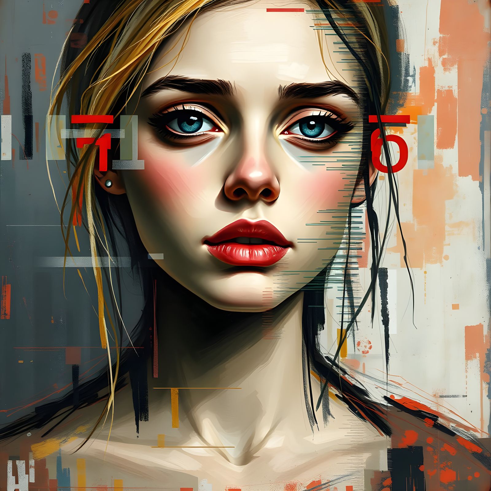 Raw Emotion in Digital Chaos: Abstract Expressionist Portrai...