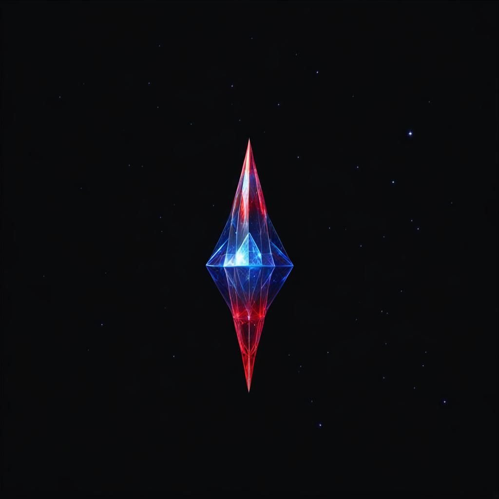 Blue and Red Crystalline Starship