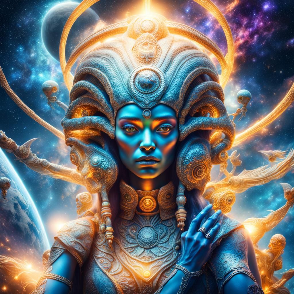 Mystical Alien Goddesses Casting Spells in Space