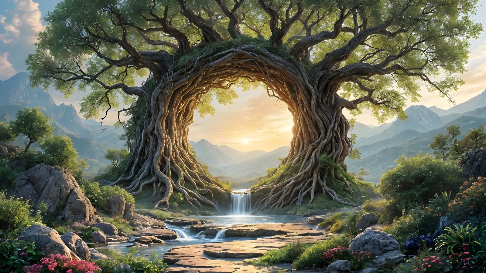 An Archway Formed By An Ancient Tree Giving Access To The En...