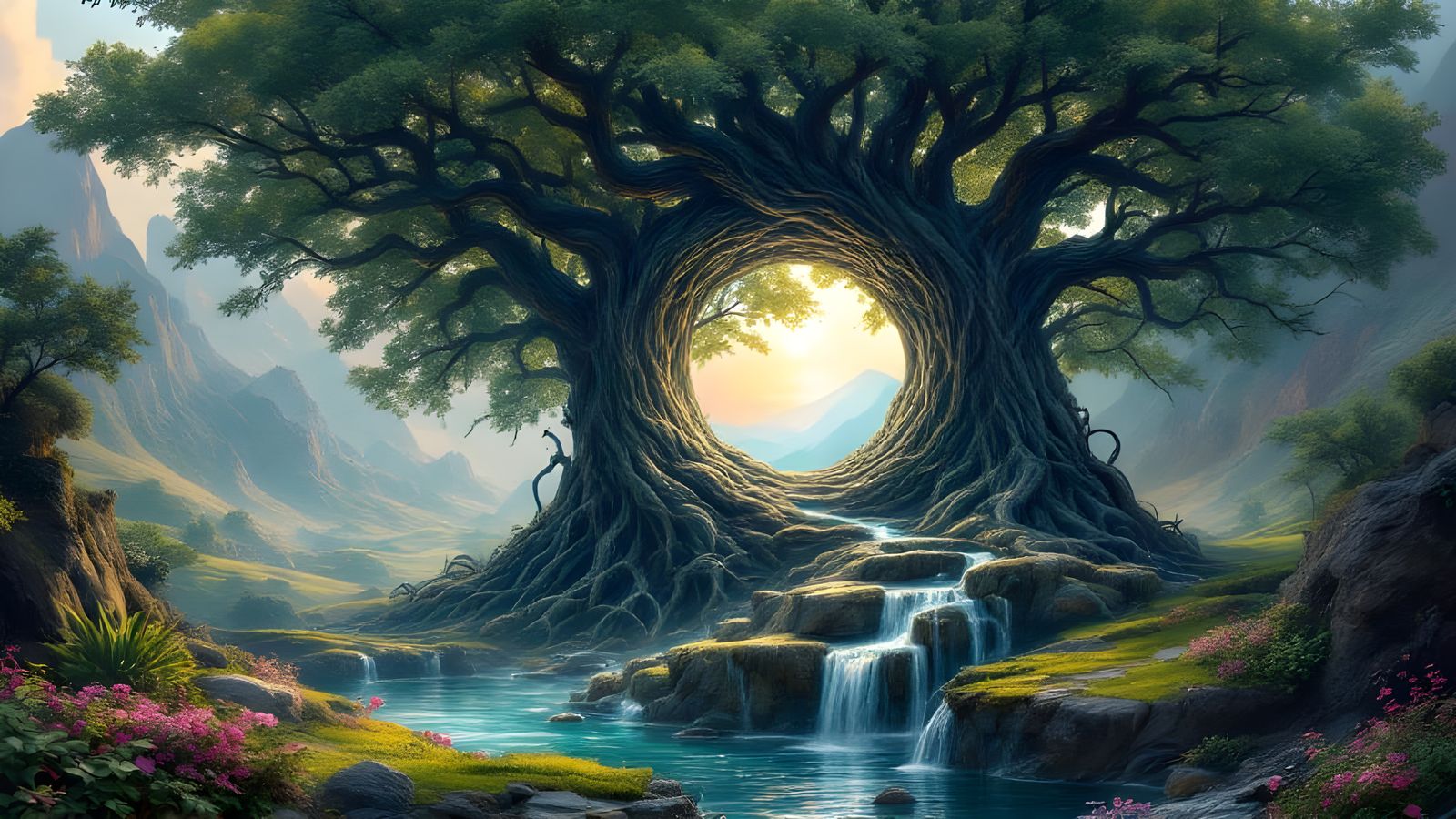 An Archway Formed By An Ancient Tree Giving Access To The En...