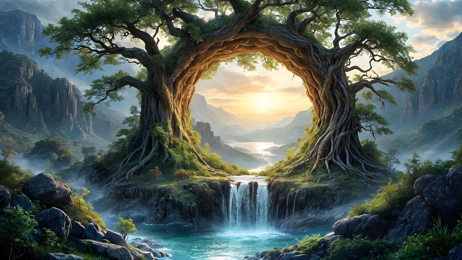 An Archway Formed By An Ancient Tree Giving Access To The En...
