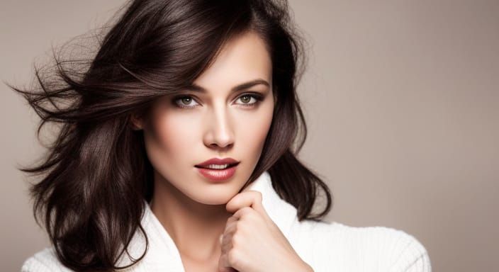 Attractive Woman Portrait with Floral Background