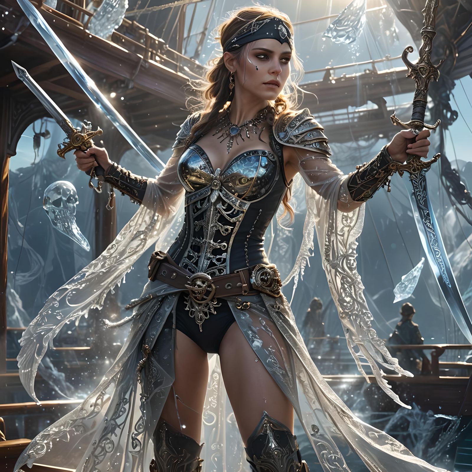 Pirate captain and crew vs demon ice-skeletons