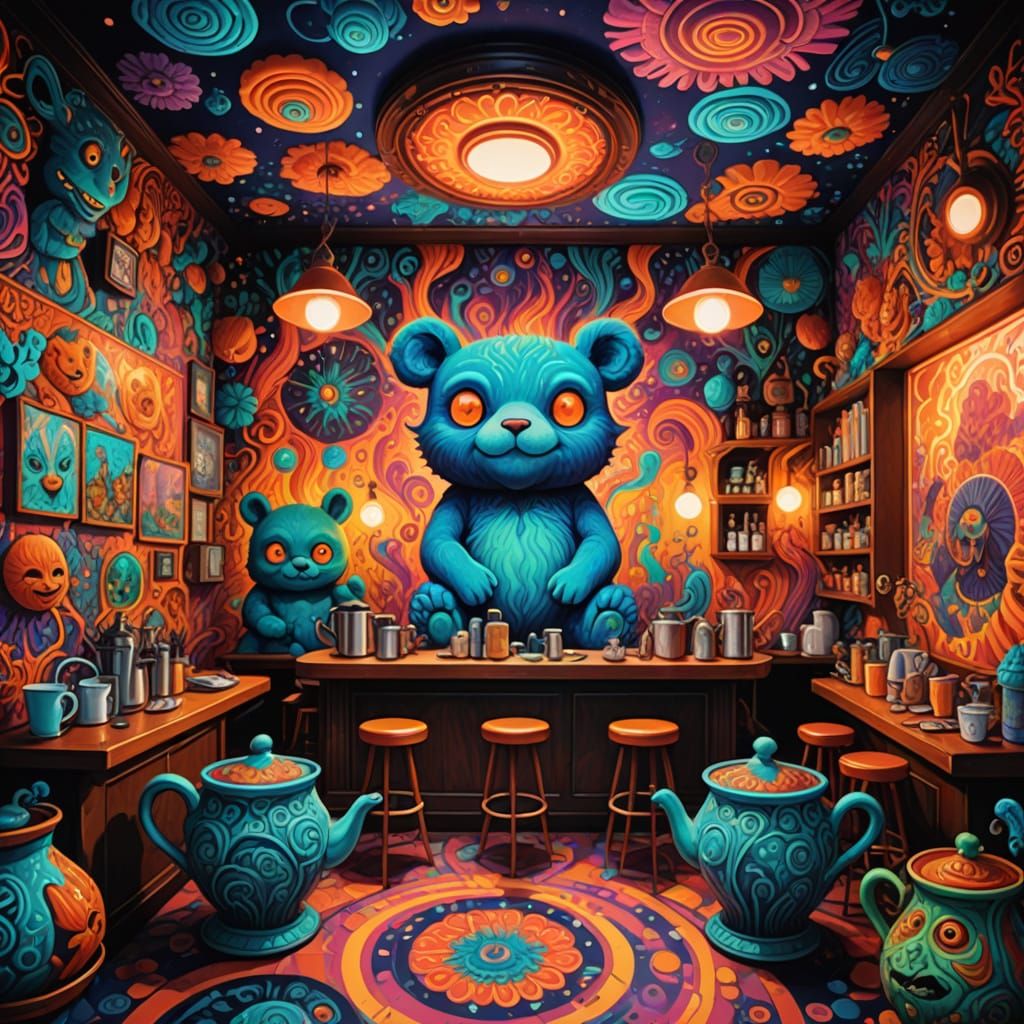 Mischievous Stuffed Animals Serve Luminescent Potions in Psy...