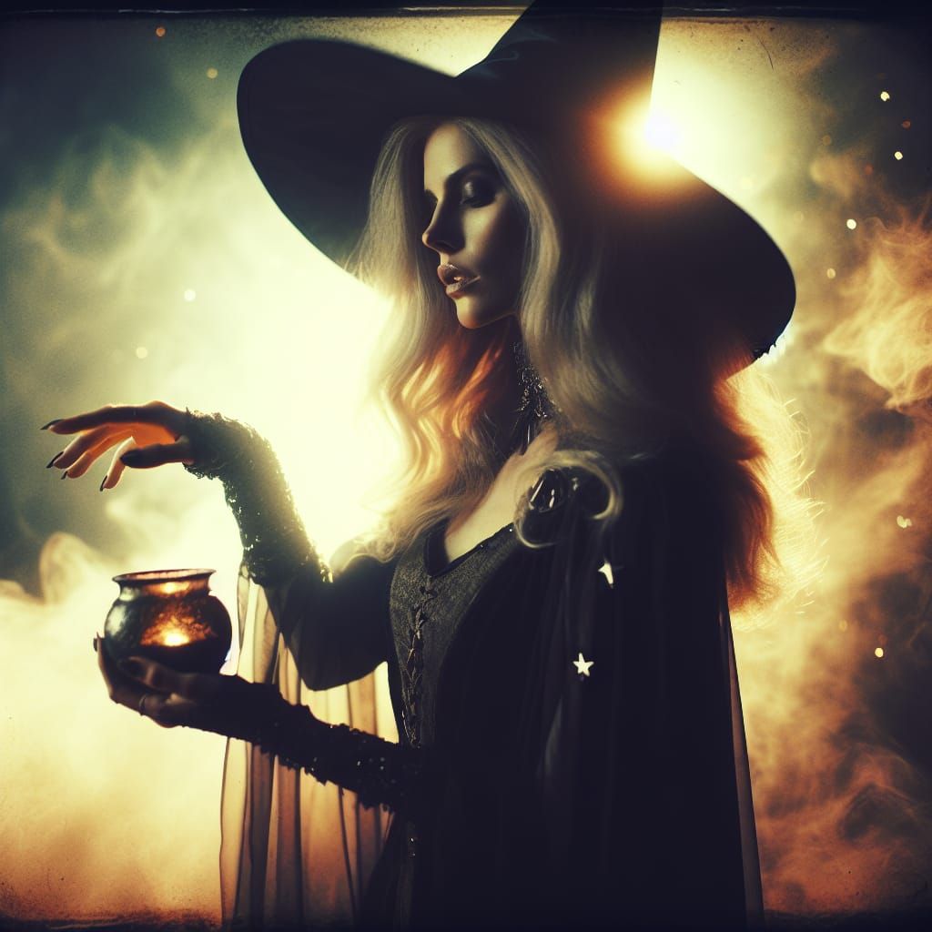 Mysterious Witch Casting a Spell, Cinematic Photography