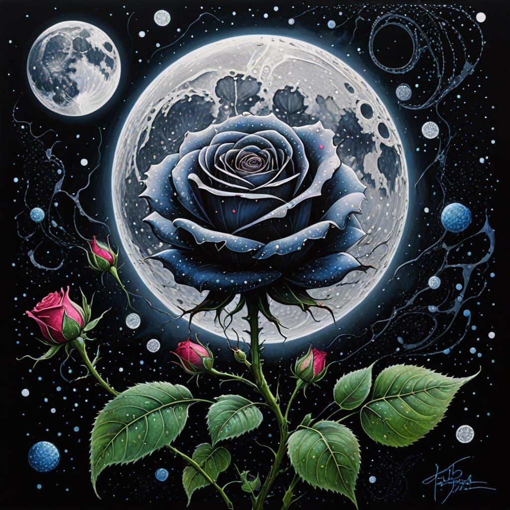 Surreal Moonlit Rose Blooms in a Tapestry of Bioluminescent ...