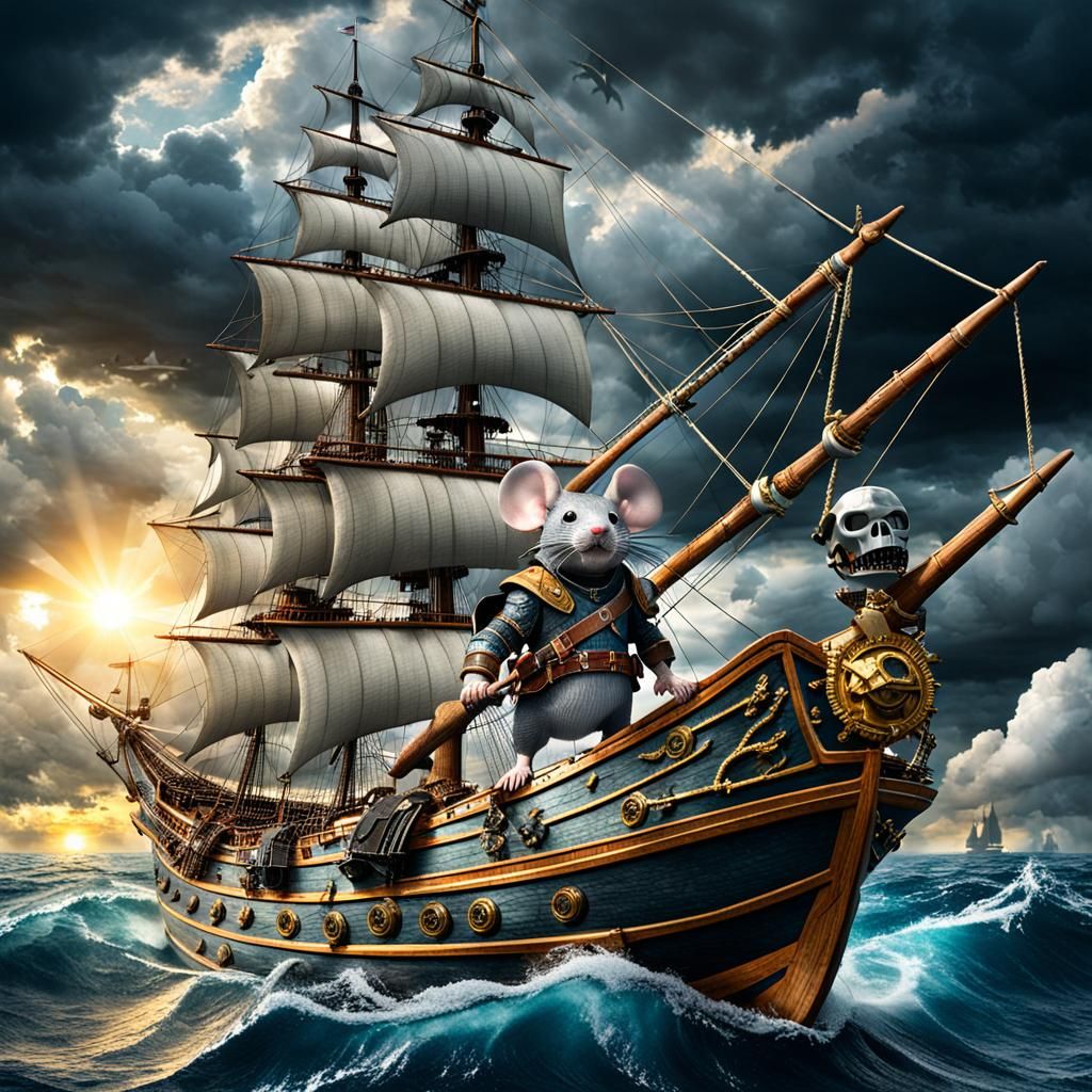 Armored Mouse Defends Ship From Pirate Sharks