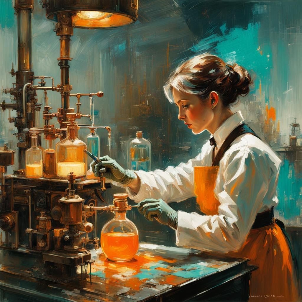 Steampunk Alchemist Portrait in Expressionist Style