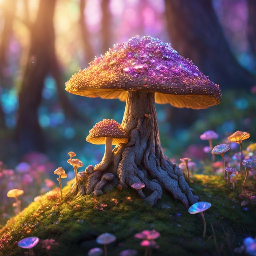 Whimsical Fantasy Realm in Vibrant, Hyper-Realistic Style
