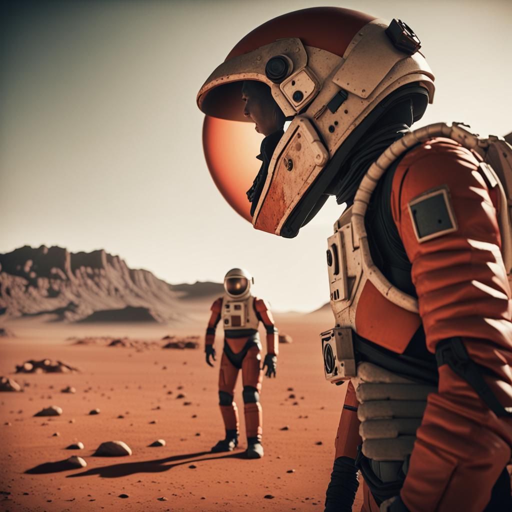 Humans Capture Martian Hostage on Mars: Cinematic Still