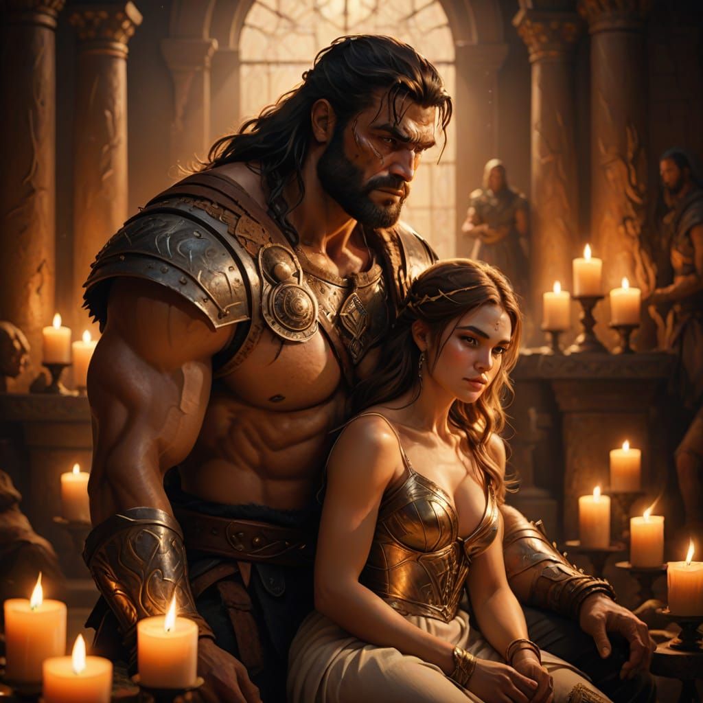 Gentle Barbarian in Candlelit Chamber