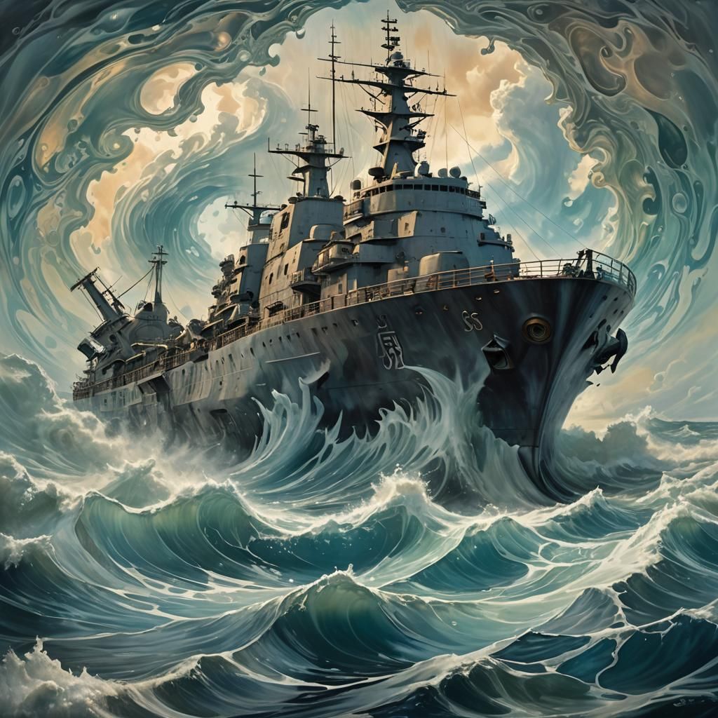 USS Eldridge Disappearing: A Surreal Concept Art