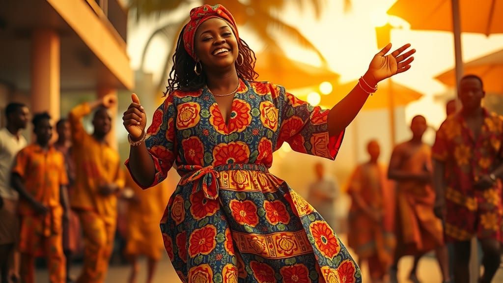 Bela Cubana Dancing in Vibrant Agbada