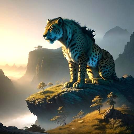 Majestic Hybrid: Cheetah, Tiger, and Lion Fusion