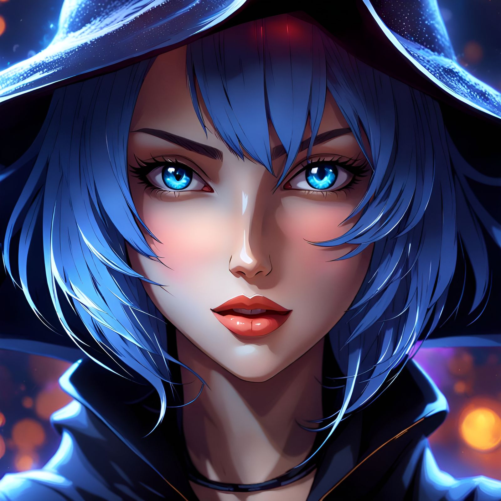 Anime Witch with Intense Stare Portrait