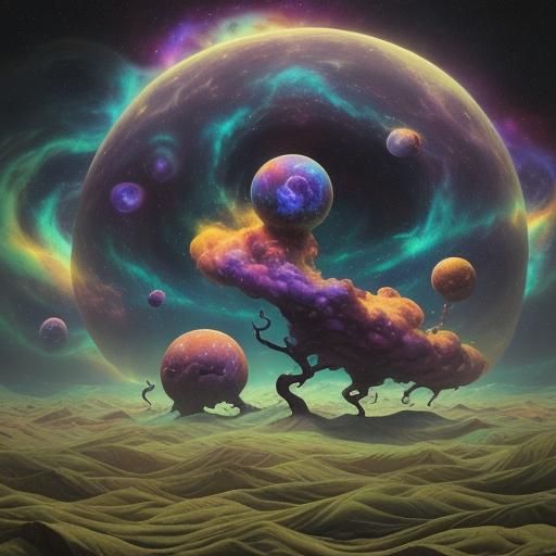 Surreal Cosmic Art: Alien Creatures in Deep Space