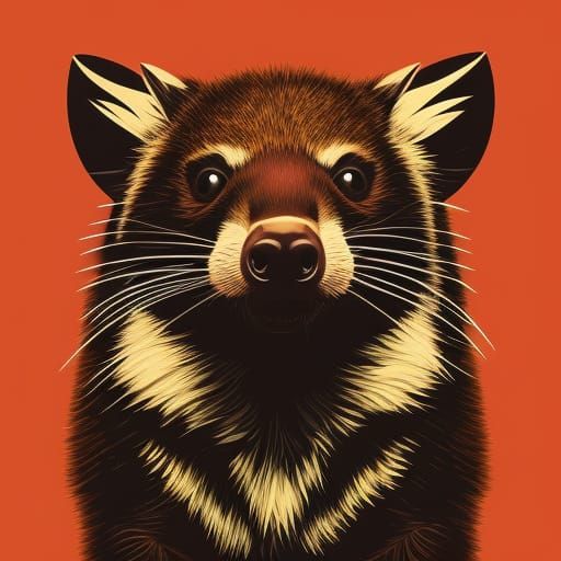 Raccoon. Vertical symmetry.