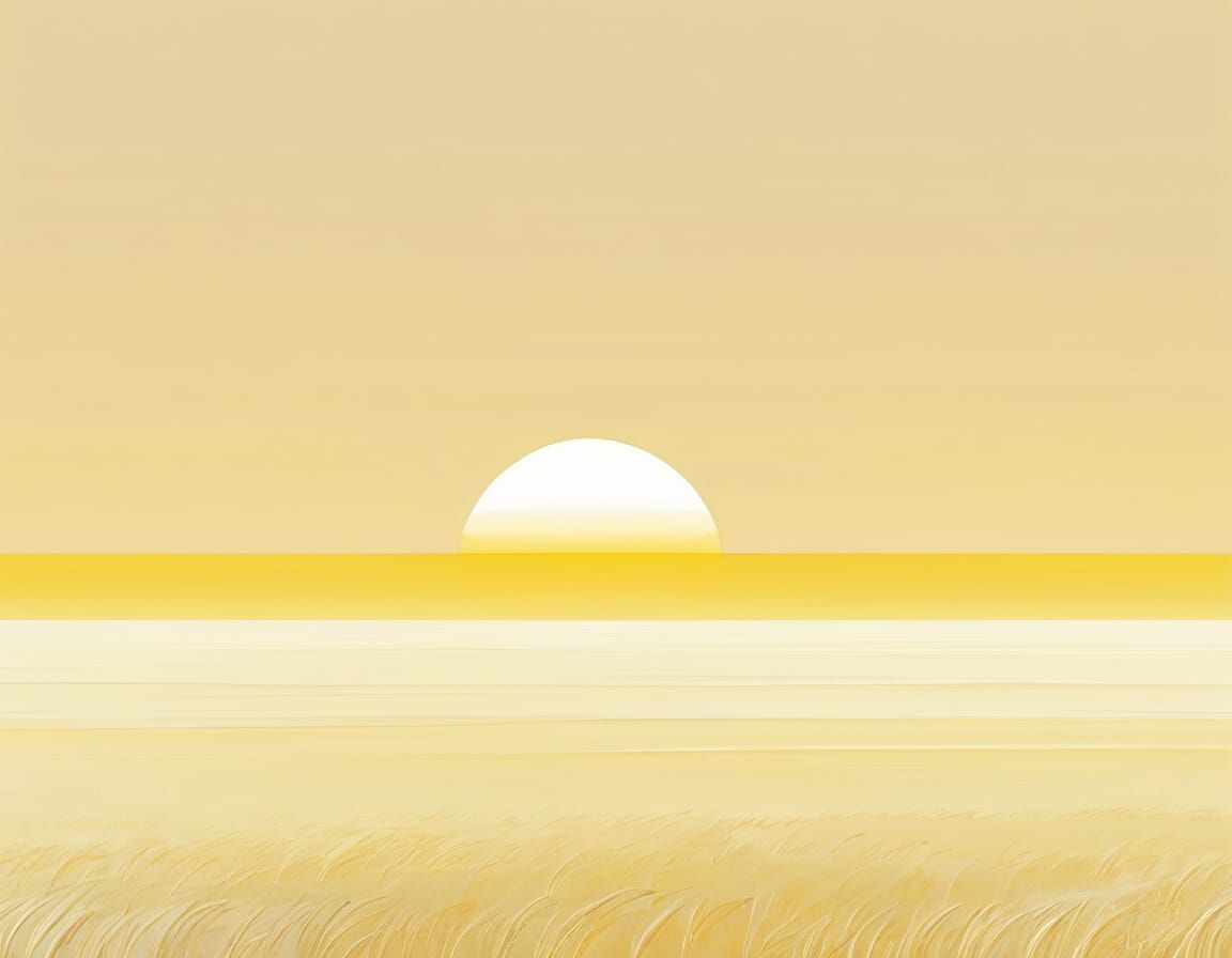 Minimalist Golden Horizon with Pale Sun