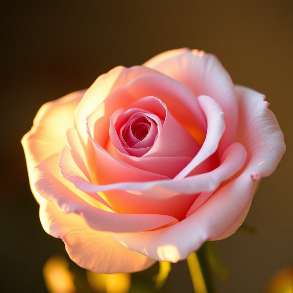 Delicate Pink Rose in Ethereal Golden Light