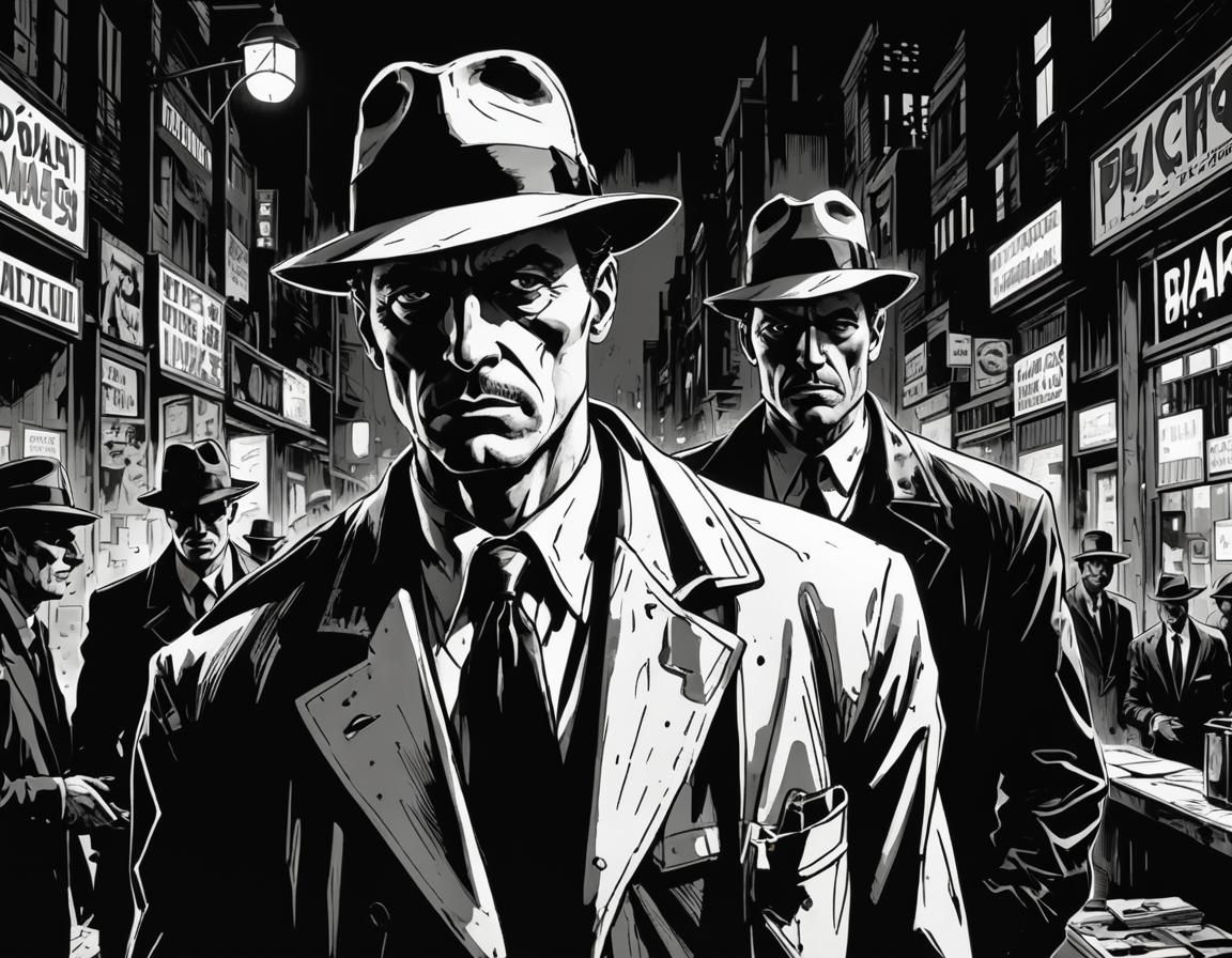 High Contrast Comic Noir Expressionism Artwork