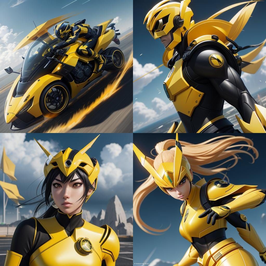 Yellow Power Ranger with Wind Powers in 3D Anime Art