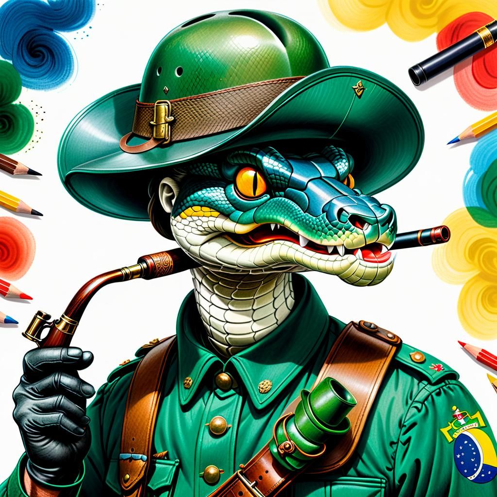 Brazilian Snake Cartoon Character in Disney Style