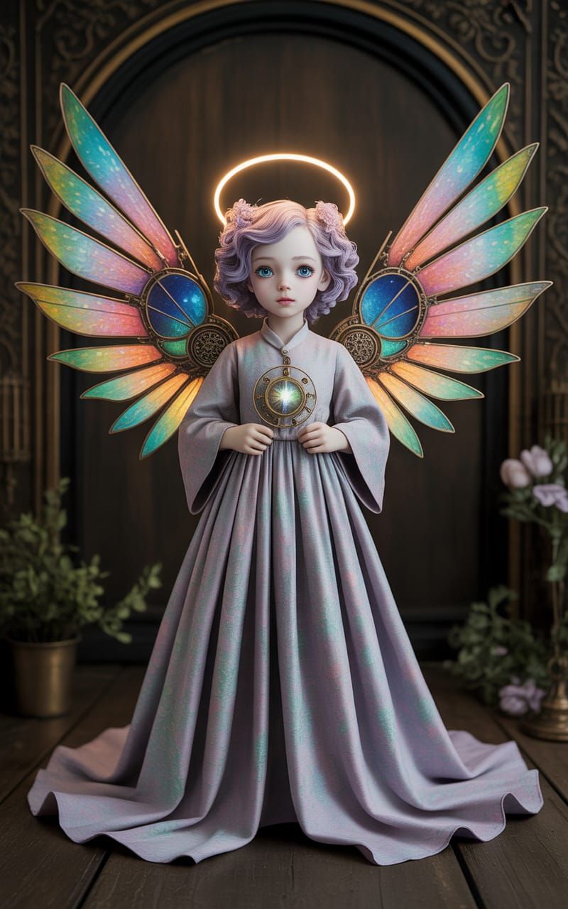 Fragile Angel Stained Glass Floral Gossamer Filigree Wings H...