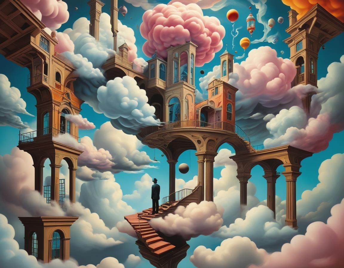 Surreal Astral Being in Impossible Structure