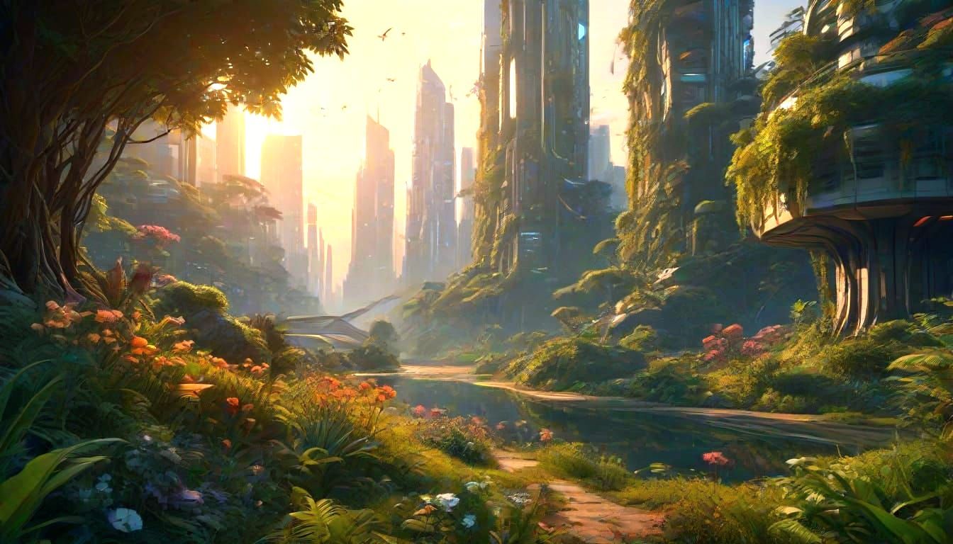 Sustainable Futuristic Utopia in Vibrant Harmony